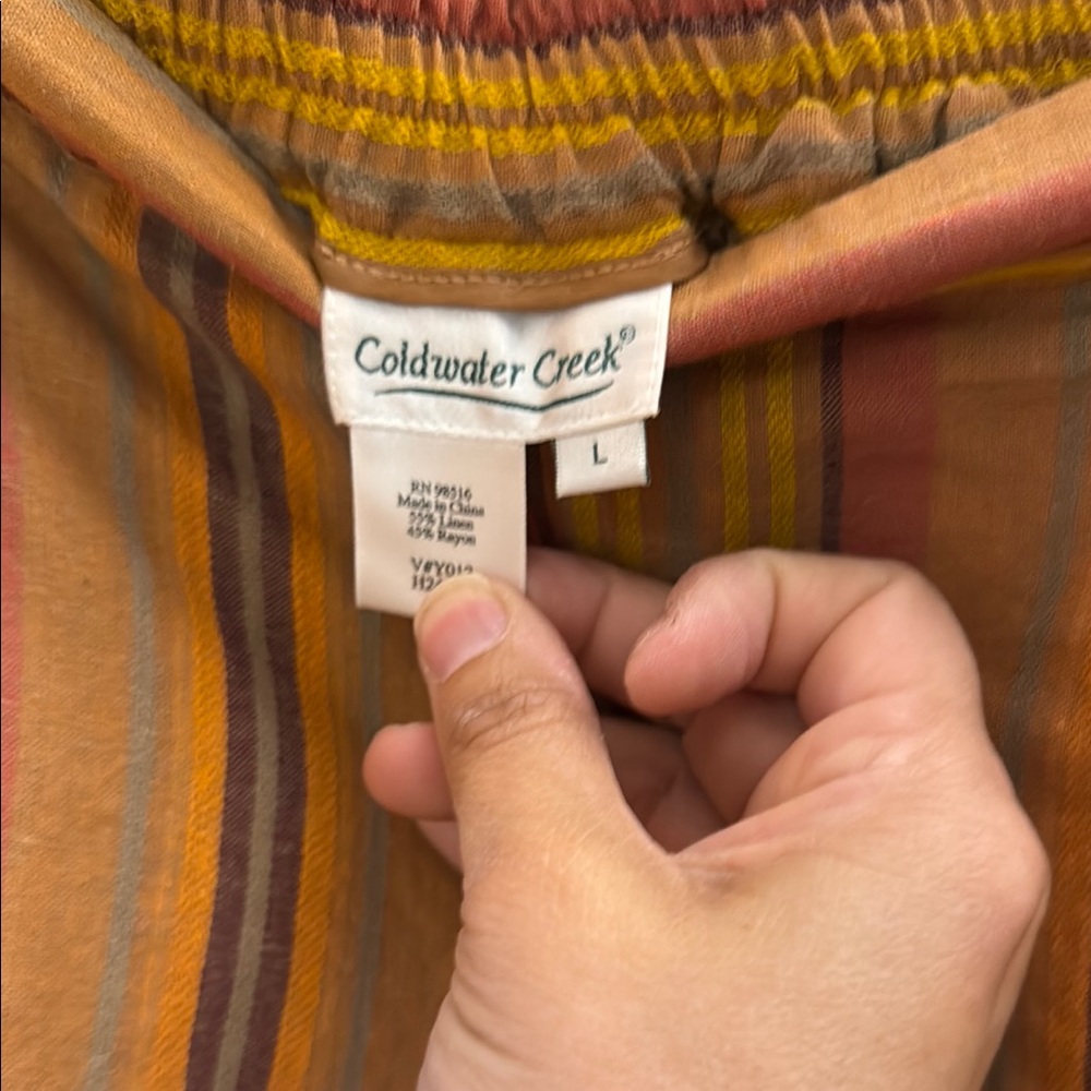 Cold Water Creek linen blend wide leg travel pants with elastic waist - Picture 2 of 4